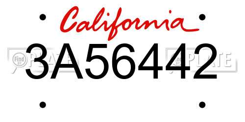 3A56442 California License Plate