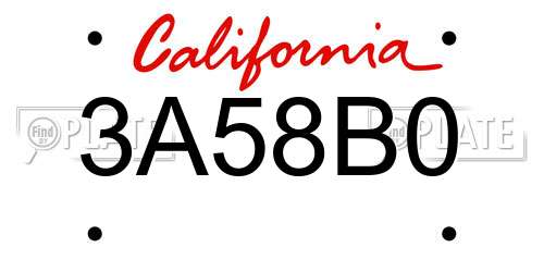 3A58B0 California License Plate