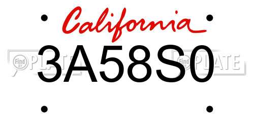 3A58S0 California License Plate