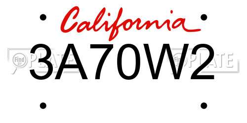 3A70W2 California License Plate