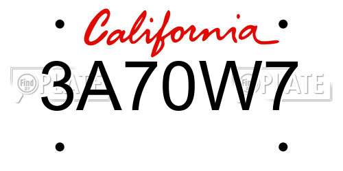 3A70W7 California License Plate