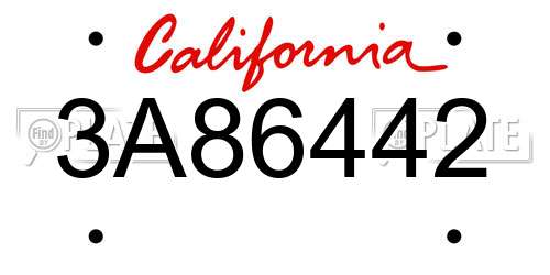 3A86442 California License Plate