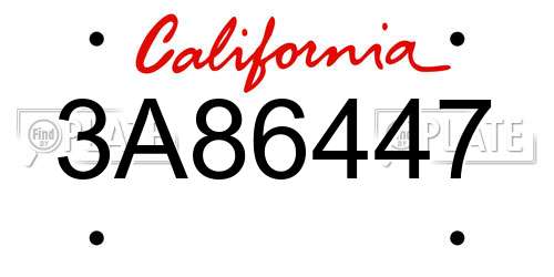 3A86447 California License Plate