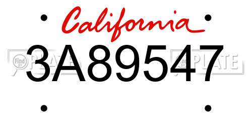 3A89547 California License Plate