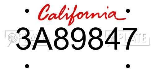 3A89847 California License Plate