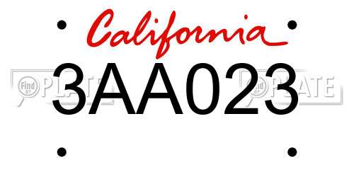 3AA023 California License Plate