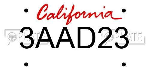 3AAD23 California License Plate