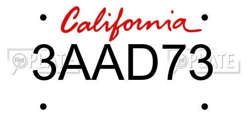 3AAD73 California License Plate