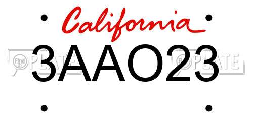 3AAO23 California License Plate
