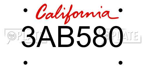 3AB580 California License Plate
