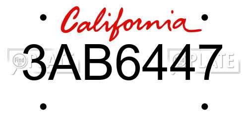 3AB6447 California License Plate