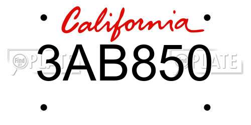 3AB850 California License Plate