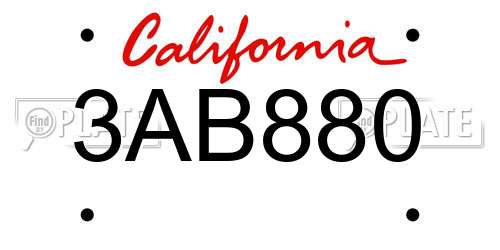 3AB880 California License Plate