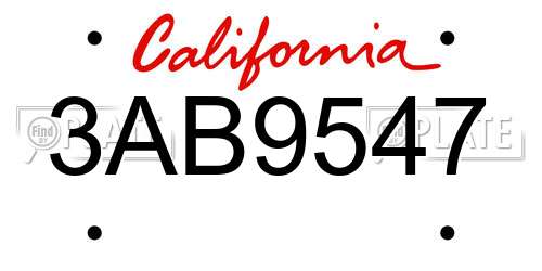 3AB9547 California License Plate