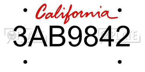 3AB9842 California License Plate