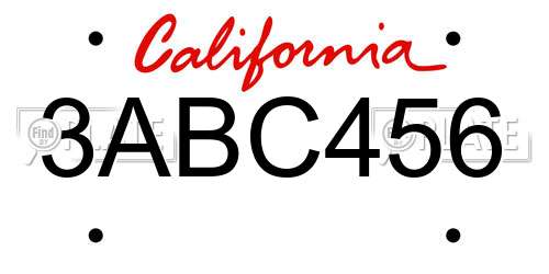 3ABC456 California License Plate