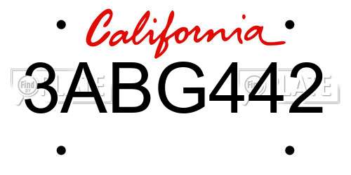 3ABG442 California License Plate