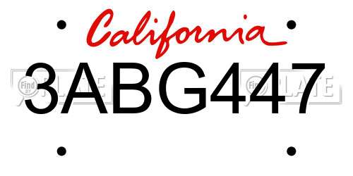3ABG447 California License Plate