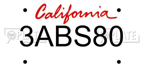 3ABS80 California License Plate
