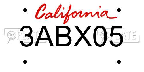 3ABX05 California License Plate