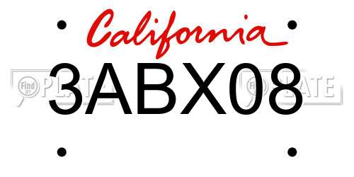 3ABX08 California License Plate
