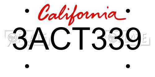 3ACT339 California License Plate