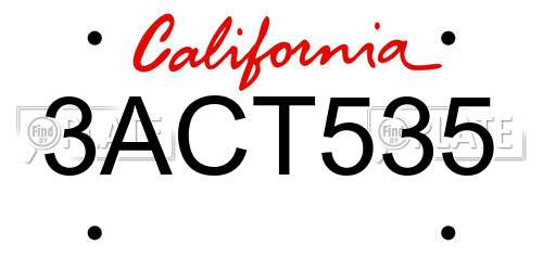3ACT535 California License Plate