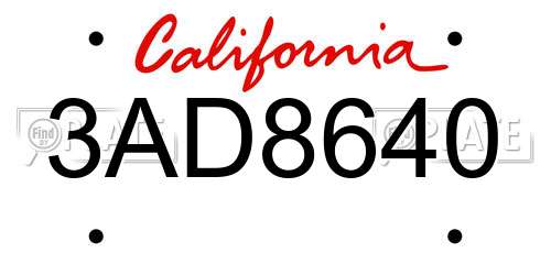 3AD8640 California License Plate