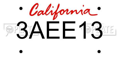 3AEE13 California License Plate