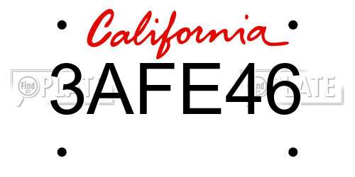 3AFE46 California License Plate