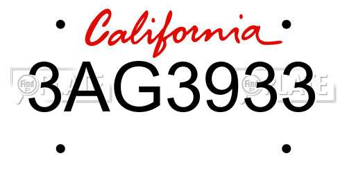 3AG3933 California License Plate