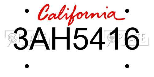 3AH5416 California License Plate