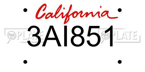 3AI851 California License Plate
