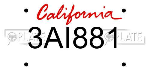 3AI881 California License Plate