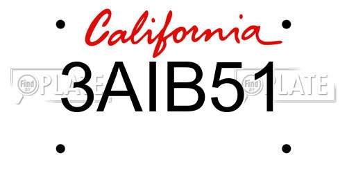 3AIB51 California License Plate