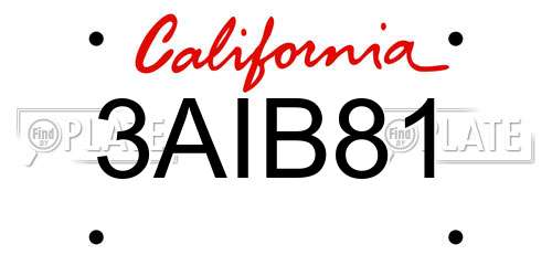 3AIB81 California License Plate