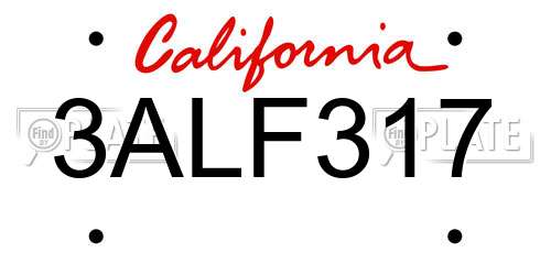 3ALF317 California License Plate