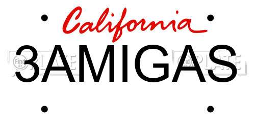 3AMIGAS California License Plate