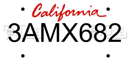 3AMX682 California License Plate