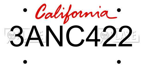 3ANC422 California License Plate