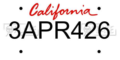 3APR426 California License Plate