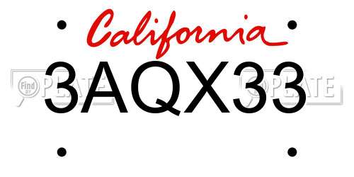 3AQX33 California License Plate