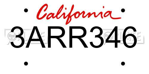 3ARR346 California License Plate