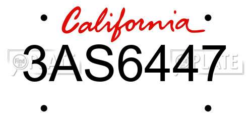 3AS6447 California License Plate