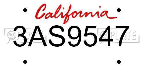 3AS9547 California License Plate