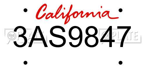 3AS9847 California License Plate