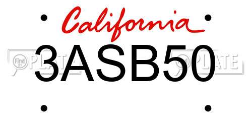 3ASB50 California License Plate
