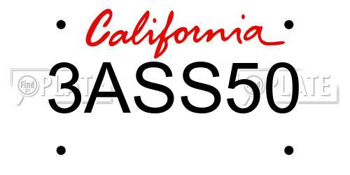 3ASS50 California License Plate