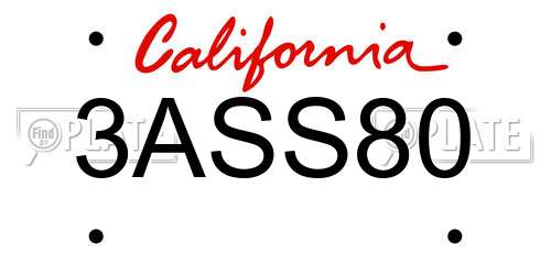 3ASS80 California License Plate