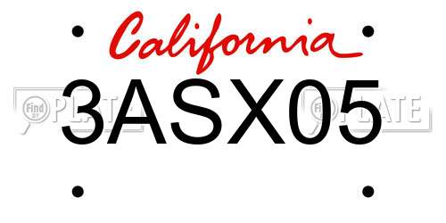3ASX05 California License Plate